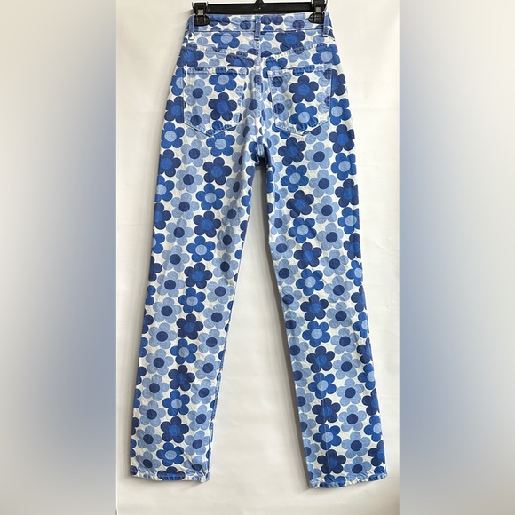 ZARA Straight leg Floral Print Jeans Size 2 - Picture 2 of 13